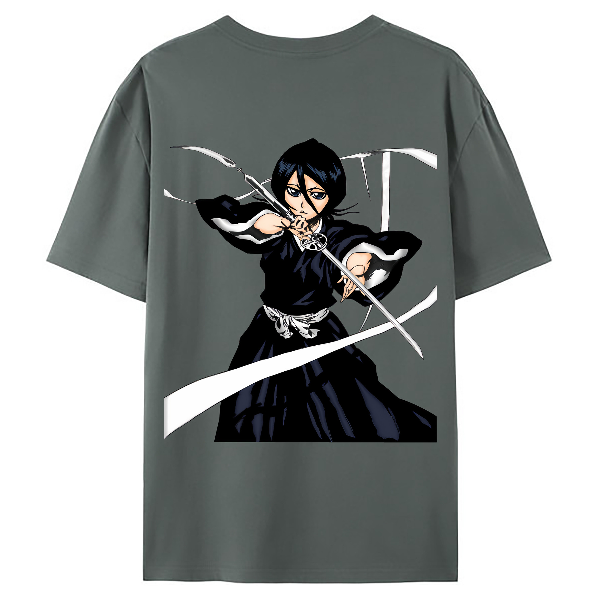 （画像用） ブリーチ 朽木ルキア BLEACH Kuchiki Rukia 綿100％ メンズ半袖Tシャツ（バックプリント） 通気性
